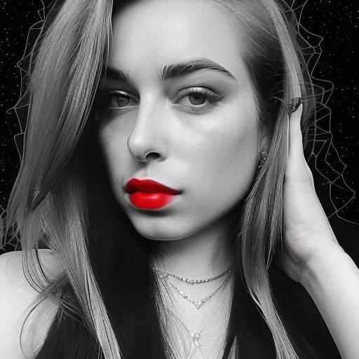 Black and White Red lips Avatar